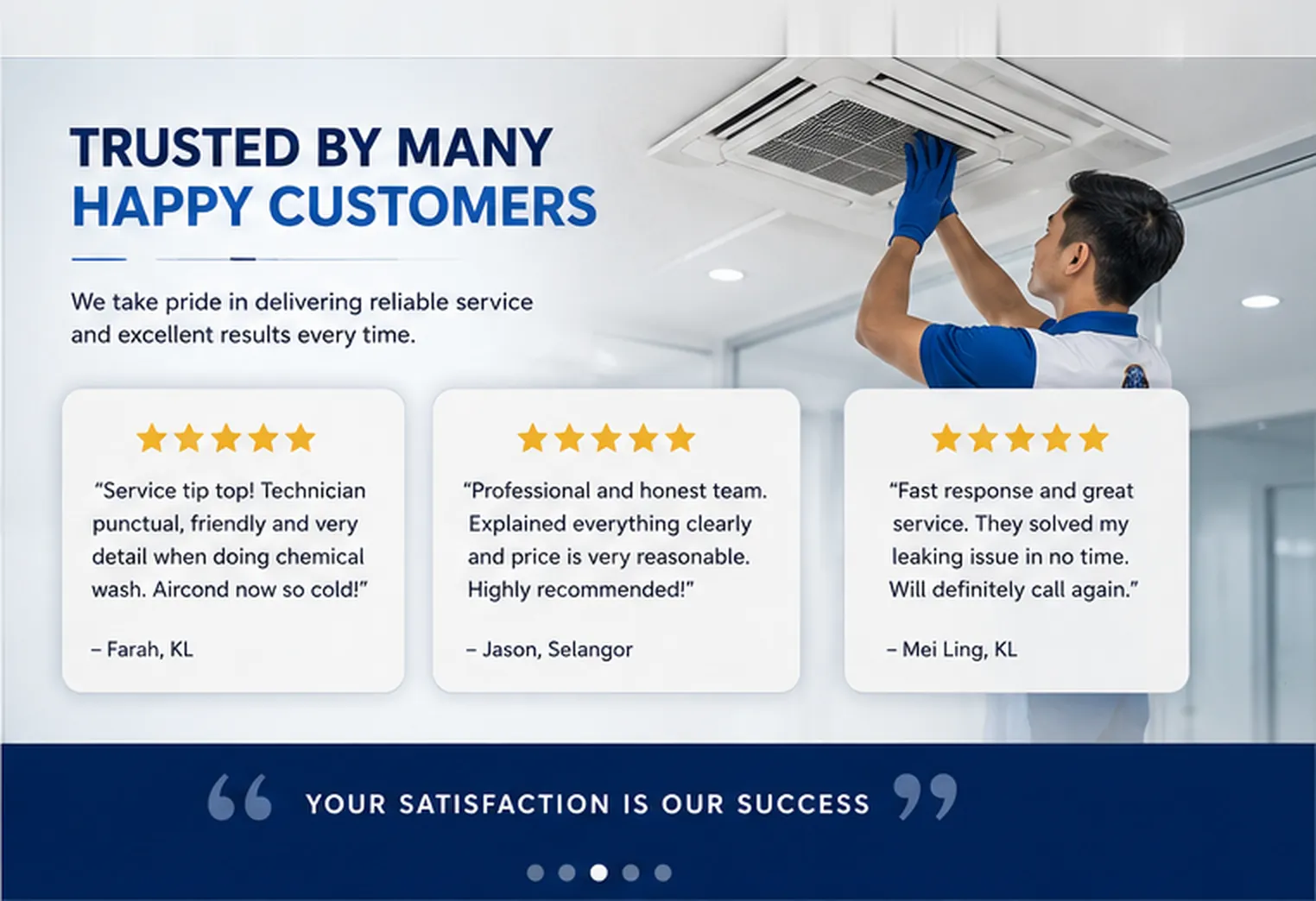Trusted by happy customers — Mavis Eco Cool aircond service KL & Selangor