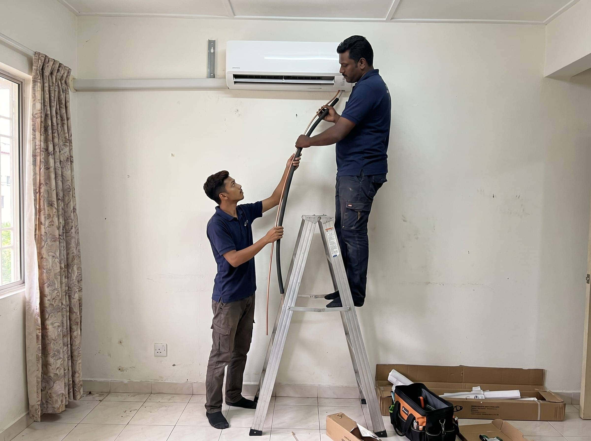 New split-unit aircond installation by Mavis Eco Cool in Selangor