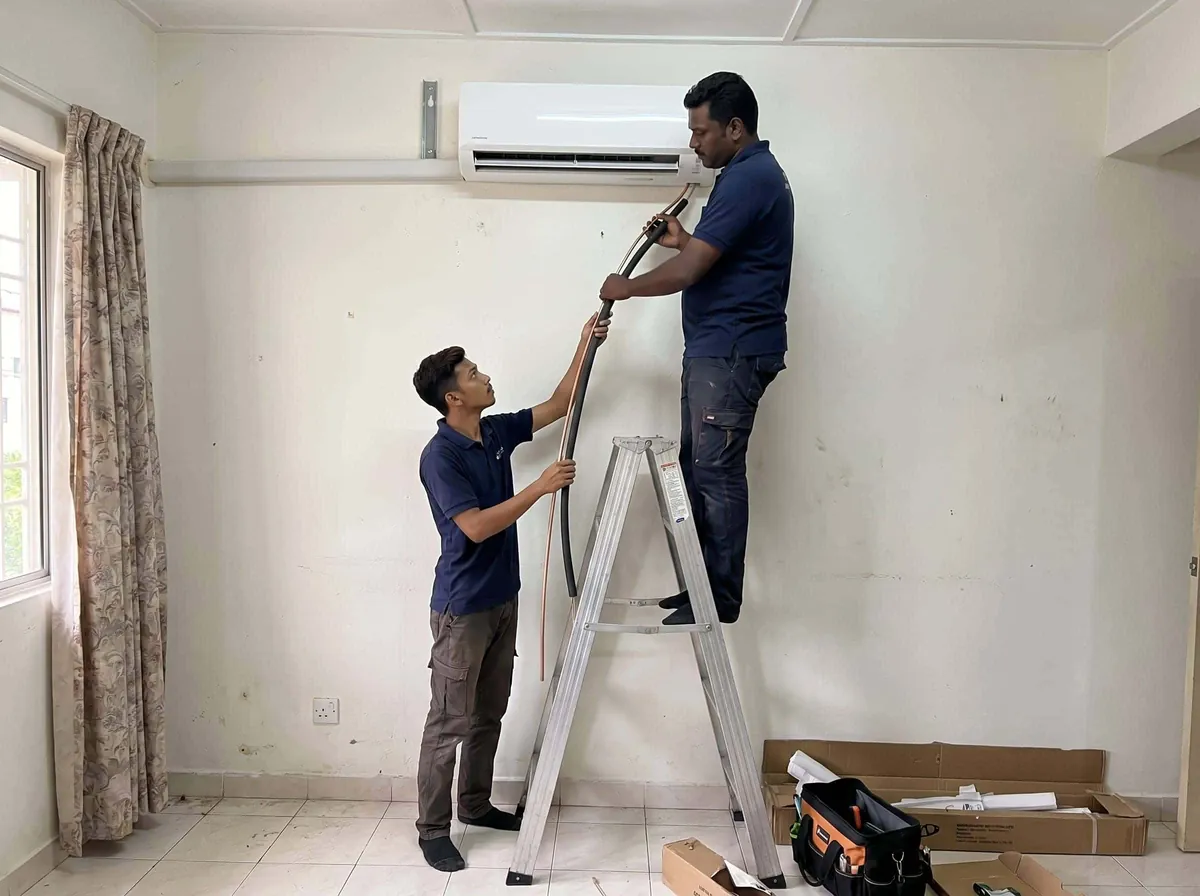 New split-unit aircond installation by Mavis Eco Cool in Selangor